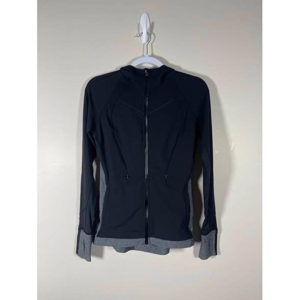 Lululemon Define Fitted Jacket Black Heathered Gray Full Zip Hood Thumbholes 4 - Picture 1 of 8